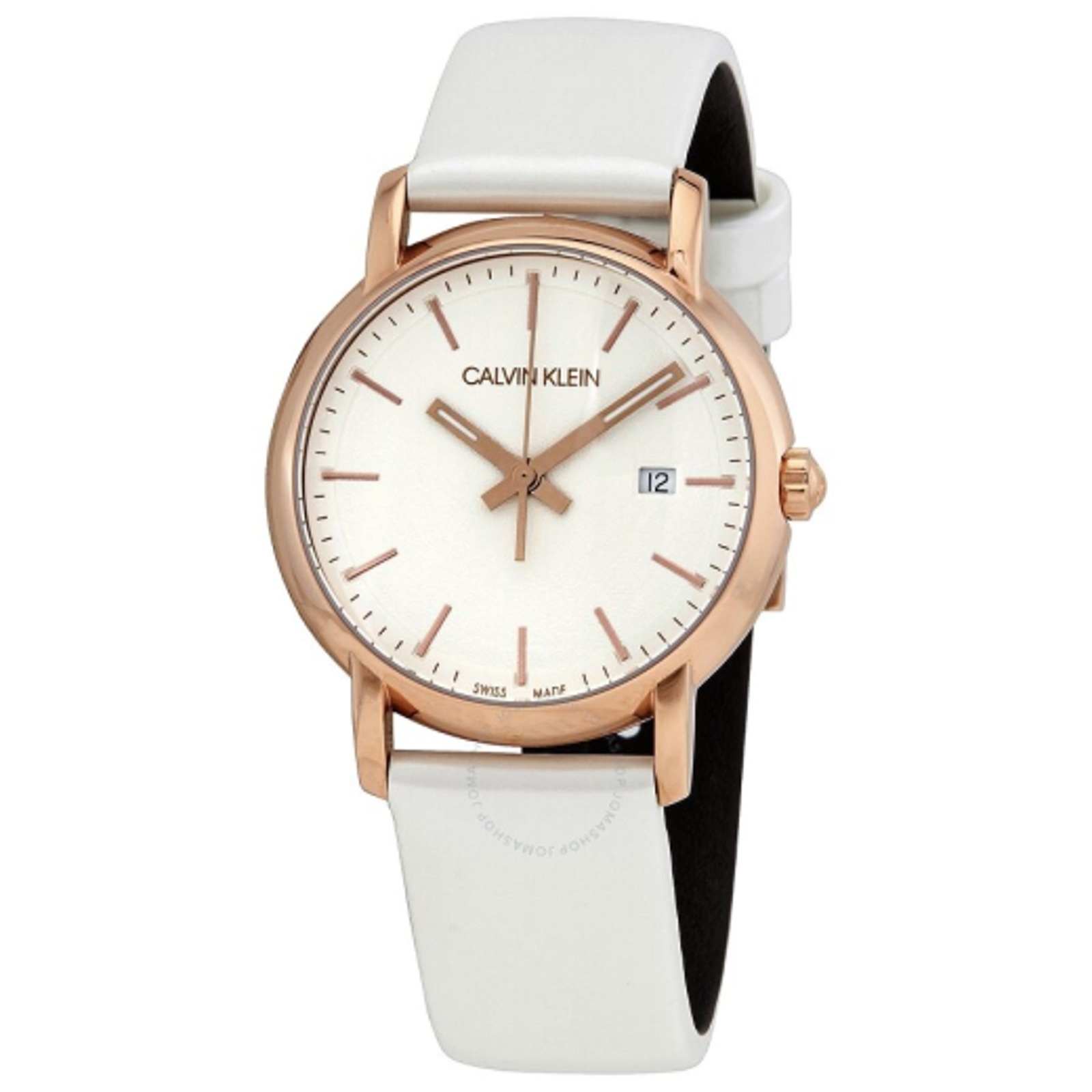 Calvin Klein White Rose Tone Dial White Leather Watch - Mint by Baldwins